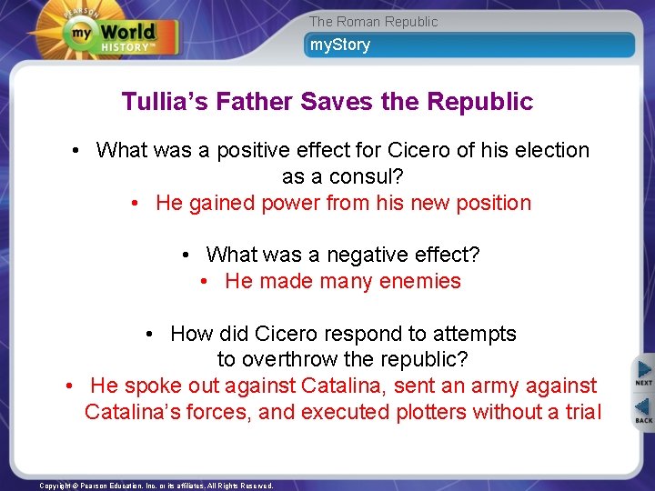 The Roman Republic my. Story Tullia’s Father Saves the Republic • What was a