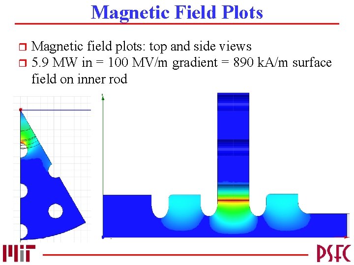 Magnetic Field Plots Magnetic field plots: top and side views r 5. 9 MW