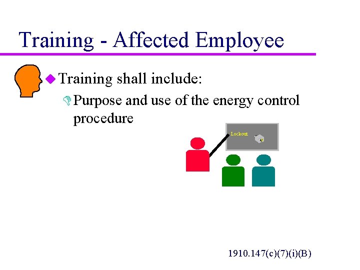 Training - Affected Employee u Training shall include: D Purpose and use of the