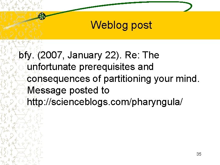 Weblog post bfy. (2007, January 22). Re: The unfortunate prerequisites and consequences of partitioning