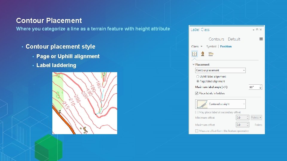Contour Placement Where you categorize a line as a terrain feature with height attribute