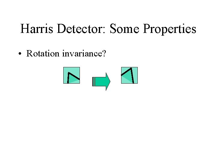 Harris Detector: Some Properties • Rotation invariance? 