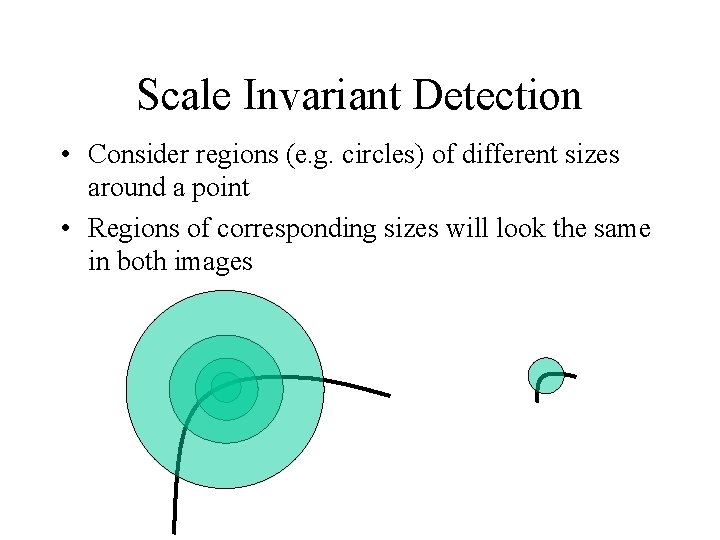 Scale Invariant Detection • Consider regions (e. g. circles) of different sizes around a