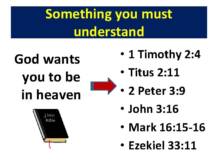 Something you must understand God wants you to be in heaven • 1 Timothy