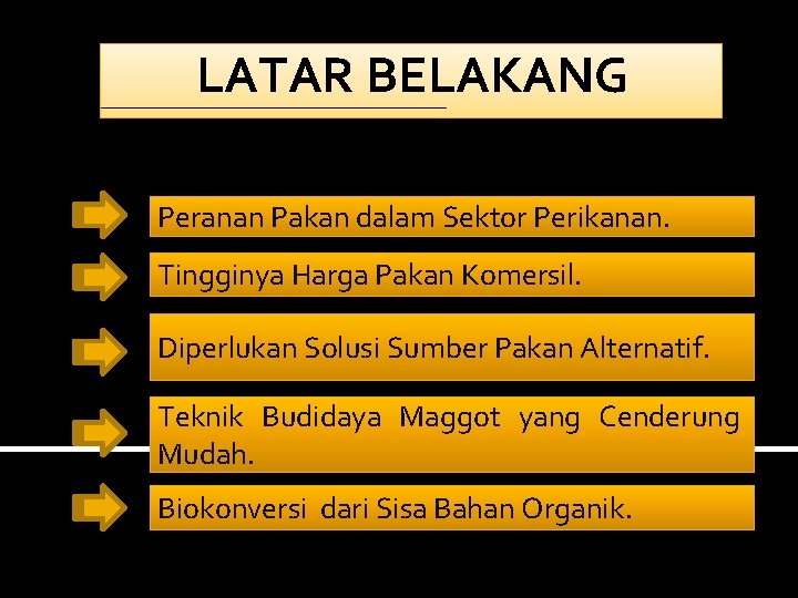 LATAR BELAKANG Peranan Pakan dalam Sektor Perikanan. Tingginya Harga Pakan Komersil. Diperlukan Solusi Sumber