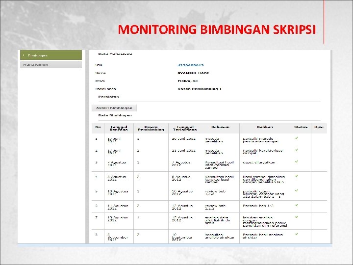 MONITORING BIMBINGAN SKRIPSI 