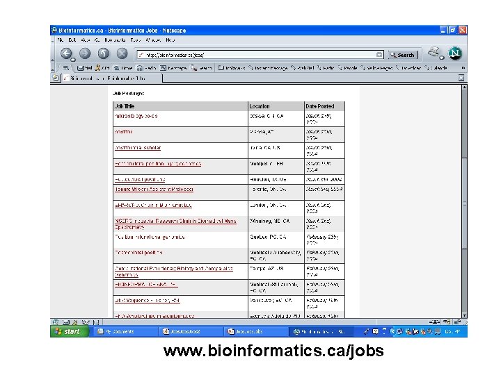 www. bioinformatics. ca/jobs www. bioinformatics. ca/jobs