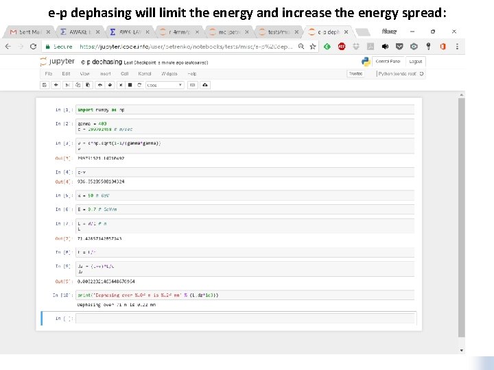 e-p dephasing will limit the energy and increase the energy spread: 