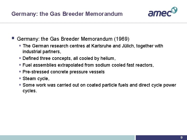 Germany: the Gas Breeder Memorandum § Germany: the Gas Breeder Memorandum (1969) § The