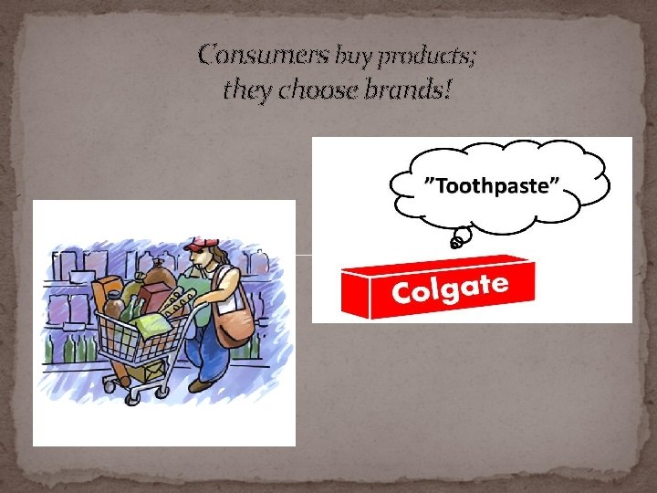 Consumers buy products; they choose brands! 