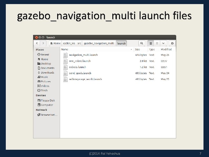 gazebo_navigation_multi launch files (C)2014 Roi Yehoshua 7 