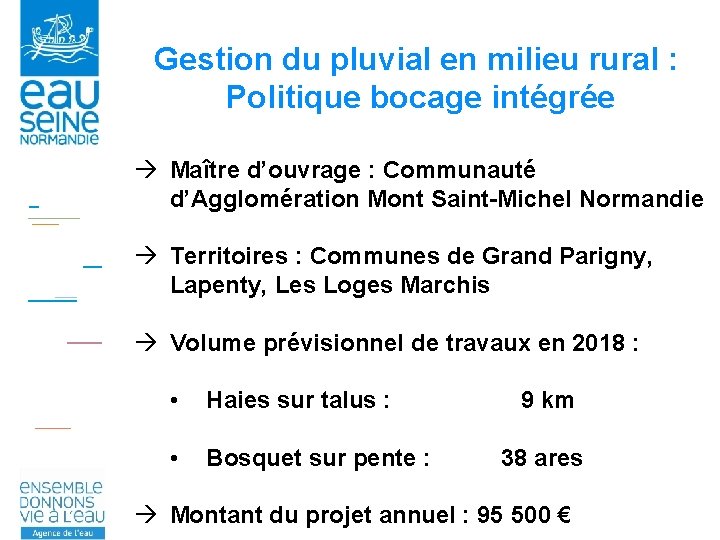 Gestion du pluvial en milieu rural : Politique bocage intégrée à Maître d’ouvrage :