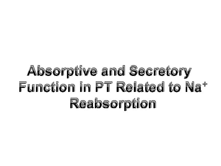 Absorptive and Secretory + Function in PT Related to Na Reabsorption 