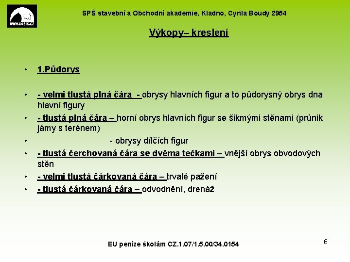 SPŠ stavební a Obchodní akademie, Kladno, Cyrila Boudy 2954 Výkopy– kreslení • 1. Půdorys