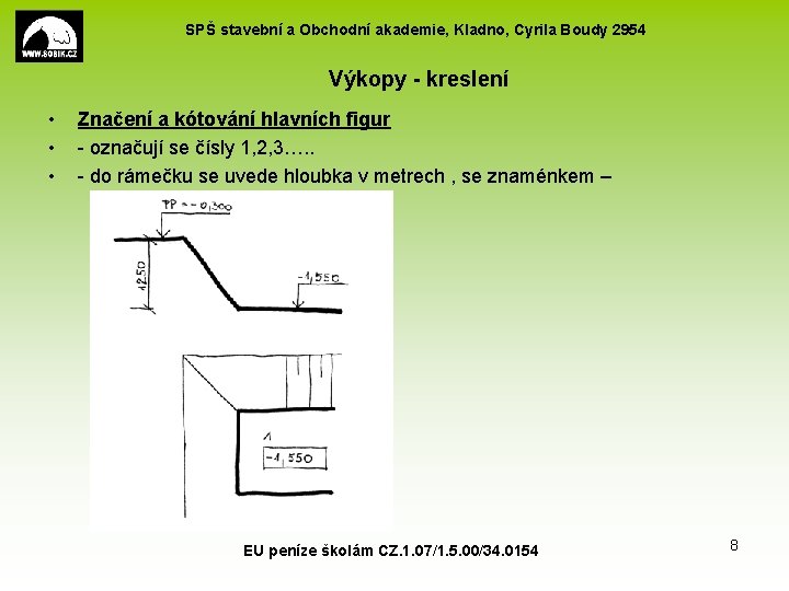 SPŠ stavební a Obchodní akademie, Kladno, Cyrila Boudy 2954 Výkopy - kreslení • •