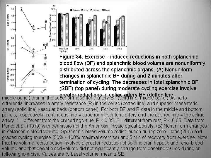 Figure 34. Exercise‐induced reductions in both splanchnic blood flow (BF) and splanchnic blood volume