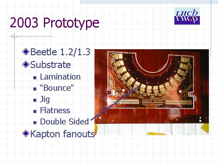 2003 Prototype Beetle 1. 2/1. 3 Substrate n n n Lamination “Bounce” Jig Flatness