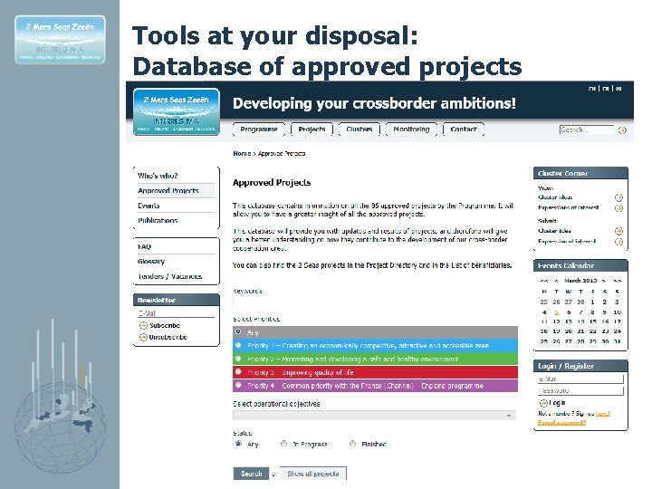 Tools at your disposal: Database of approved projects 