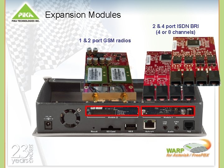 Expansion Modules 2 & 4 port ISDN BRI (4 or 8 channels) 1 &