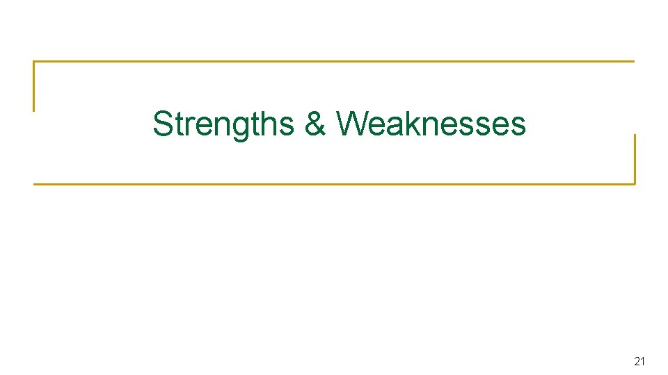 Strengths & Weaknesses 21 