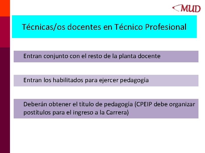 Técnicas/os docentes en Técnico Profesional Entran conjunto con el resto de la planta docente