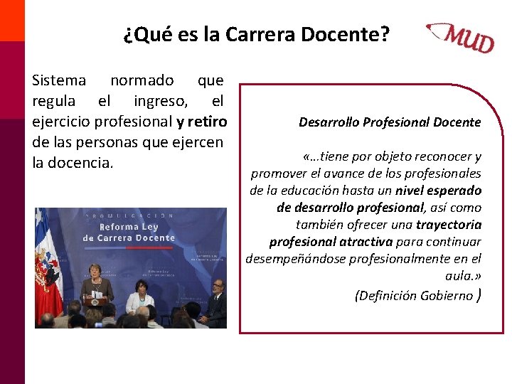 ¿Qué es la Carrera Docente? RRERA PROFESIONAL DOCENTE Sistema normado que regula el ingreso,