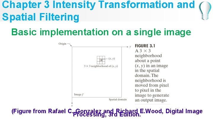 Chapter 3 Intensity Transformation and Spatial Filtering Basic implementation on a single image (Figure