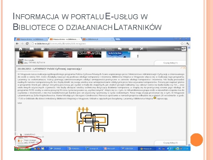 INFORMACJA W PORTALU E-USŁUG W BIBLIOTECE O DZIAŁANIACH LATARNIKÓW 