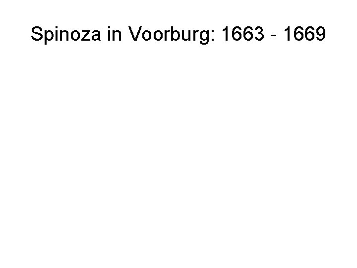 Spinoza in Voorburg: 1663 - 1669 