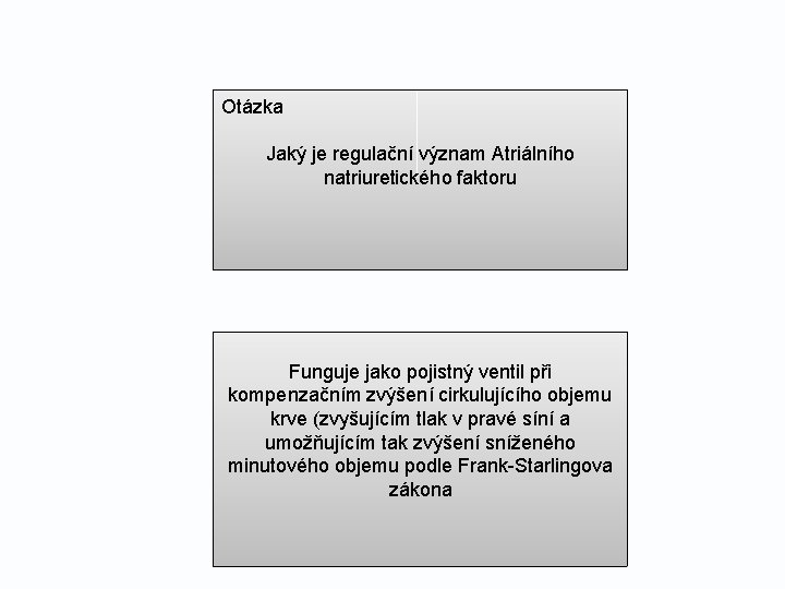 Otázka Jaký je regulační význam Atriálního natriuretického faktoru Funguje jako pojistný ventil při kompenzačním