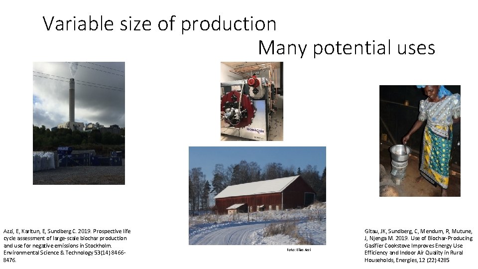 Variable size of production Many potential uses Azzi, E, Karltun, E, Sundberg C. 2019.