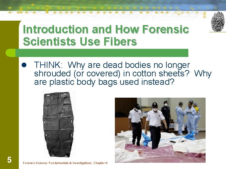 Introduction and How Forensic Scientists Use Fibers l THINK: Why are dead bodies no