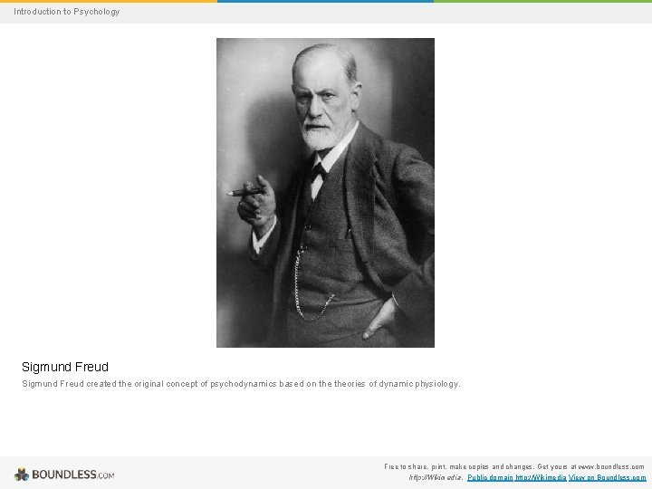 Introduction to Psychology Sigmund Freud created the original concept of psychodynamics based on theories