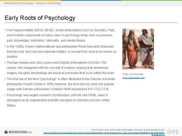 Introduction to Psychology > History of Psychology Early Roots of Psychology • From approximately