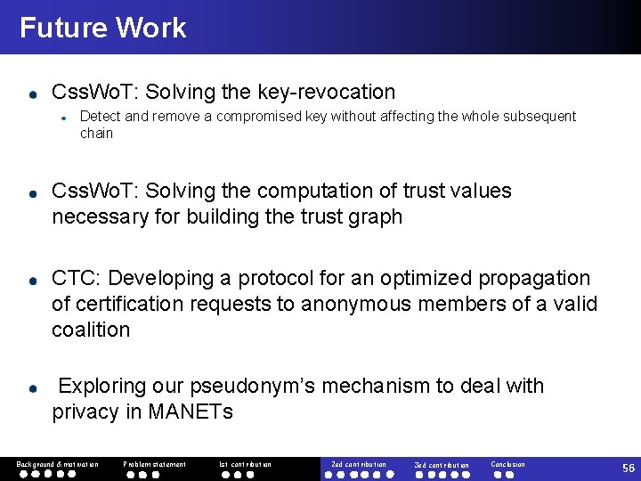 Future Work Css. Wo. T: Solving the key-revocation Detect and remove a compromised key