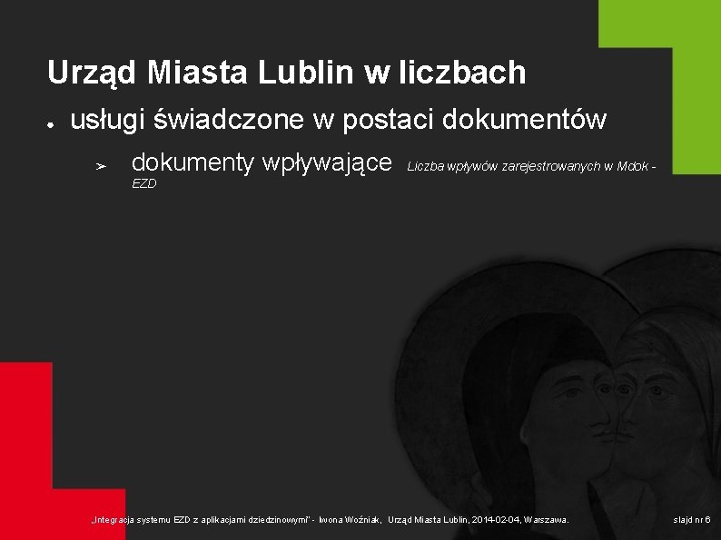 Urząd Miasta Lublin w liczbach ● usługi świadczone w postaci dokumentów ➢ dokumenty wpływające