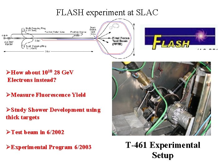 FLASH experiment at SLAC How about 1010 28 Ge. V Electrons instead? Measure Fluorescence