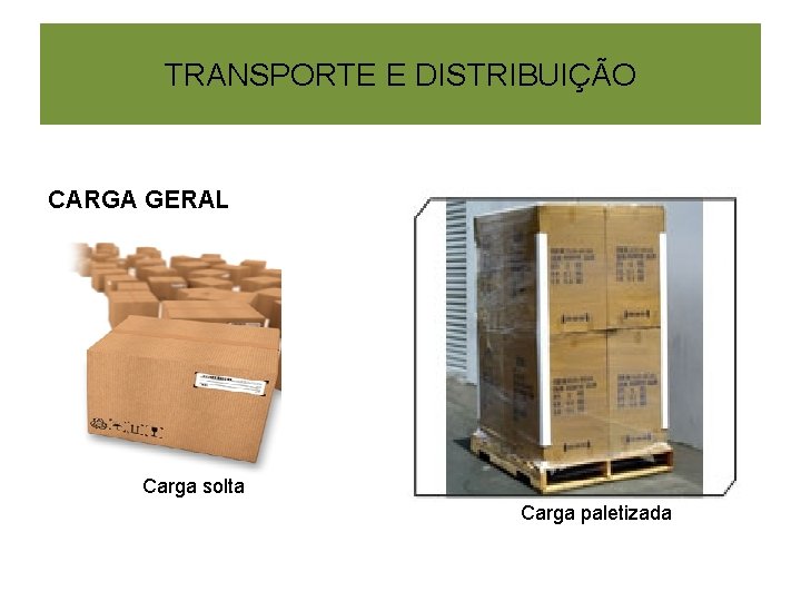 TRANSPORTE E DISTRIBUIÇÃO CARGA GERAL Carga solta Carga paletizada 