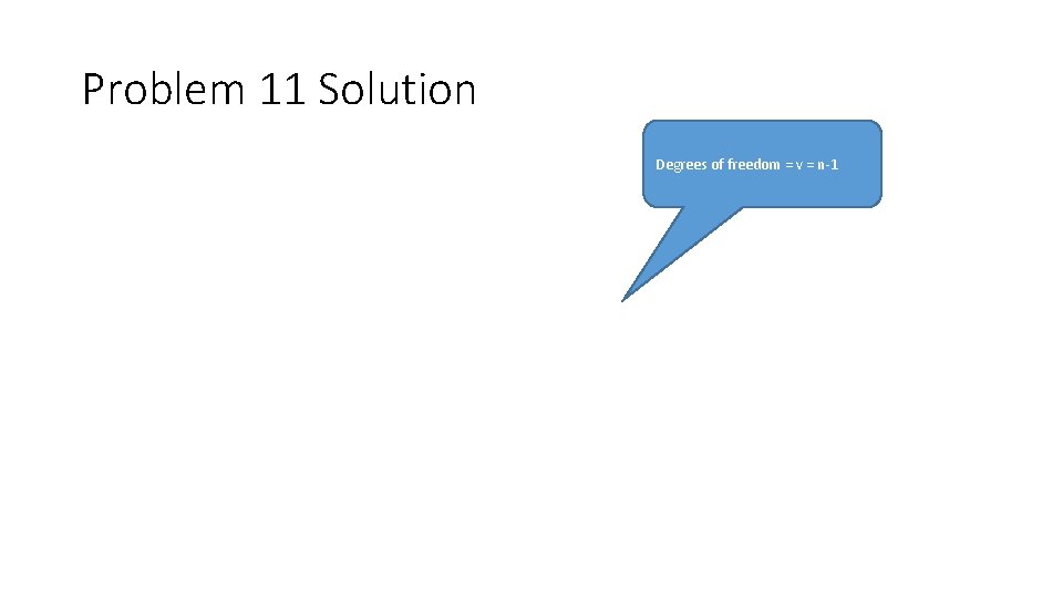 Problem 11 Solution Degrees of freedom = v = n-1 