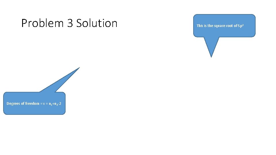 Problem 3 Solution Degrees of freedom = v = n 1+n 2 -2 This