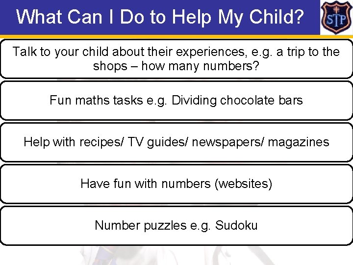 What Can I Do to Help My Child? Talk to your child about their