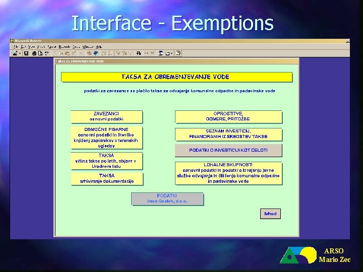 Interface - Exemptions ARSO Mario Zec 