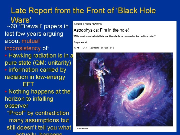 Late Report from the Front of ‘Black Hole Wars’ ~60 ‘Firewall’ papers in last