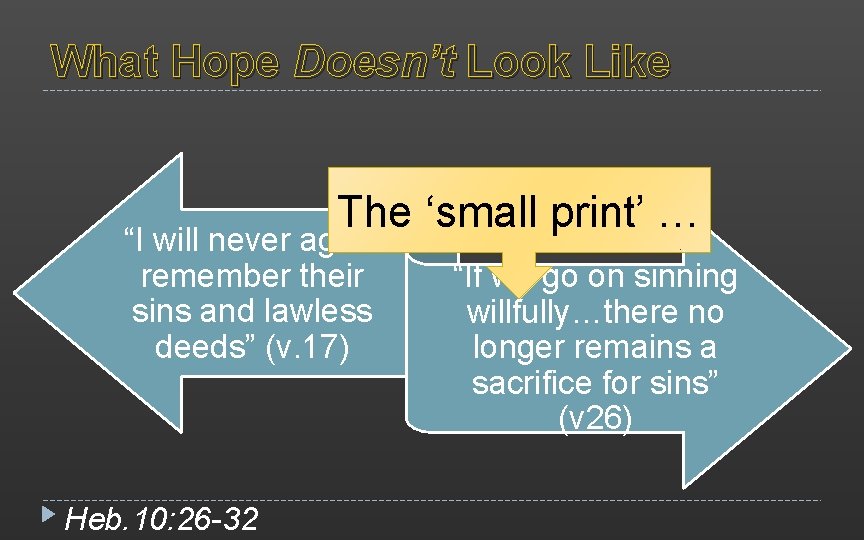 What Hope Doesn’t Look Like The ‘small print’ … “I will never again remember