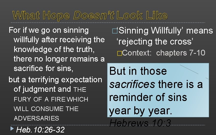 What Hope Doesn’t Look Like For if we go on sinning �‘Sinning Willfully’ means