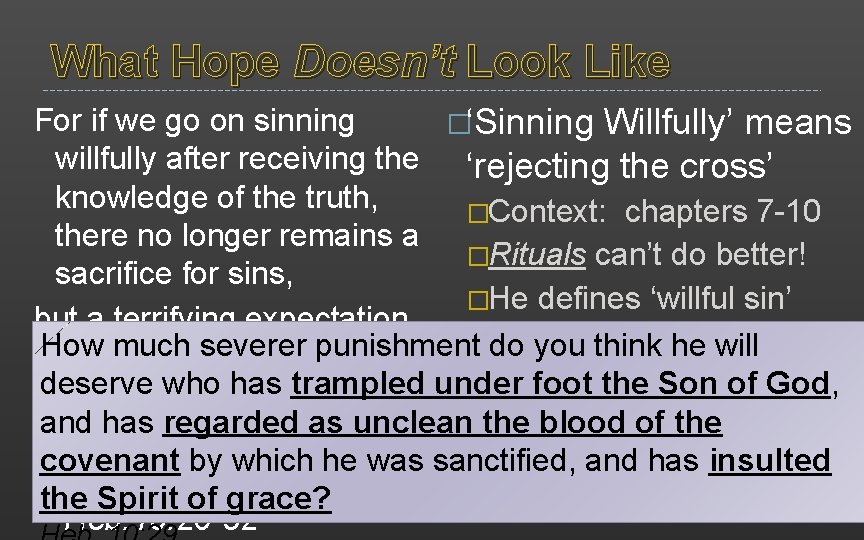 What Hope Doesn’t Look Like For if we go on sinning �‘Sinning Willfully’ means