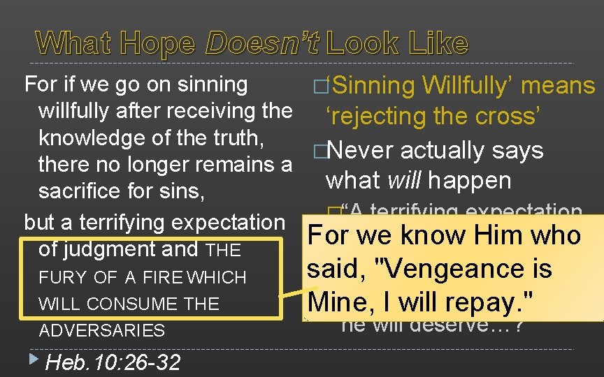 What Hope Doesn’t Look Like For if we go on sinning �‘Sinning Willfully’ means