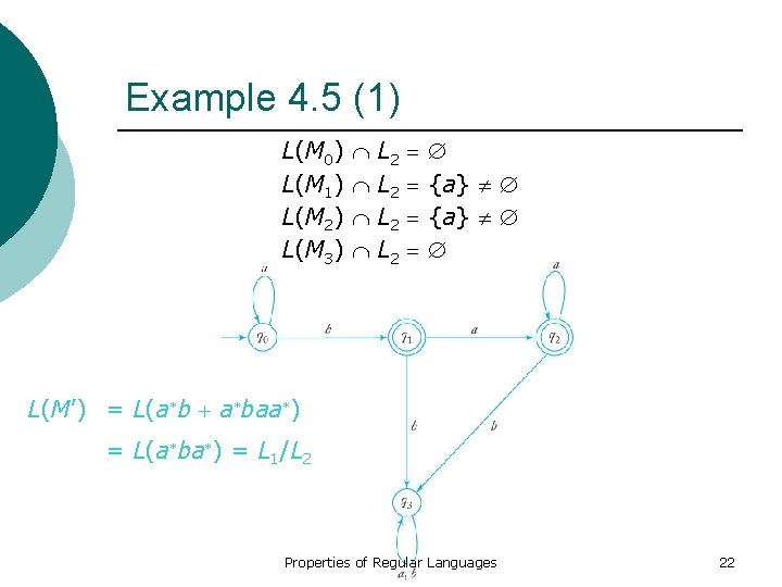 Example 4. 5 (1) L(M 0) L(M 1) L(M 2) L(M 3) L 2