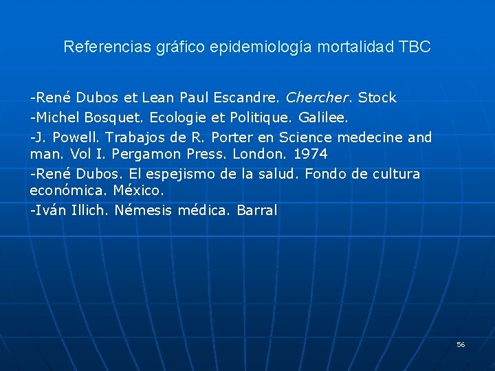 Referencias gráfico epidemiología mortalidad TBC -René Dubos et Lean Paul Escandre. Chercher. Stock -Michel