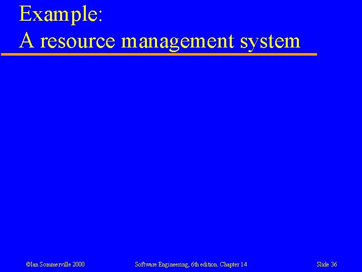 Example: A resource management system ©Ian Sommerville 2000 Software Engineering, 6 th edition. Chapter